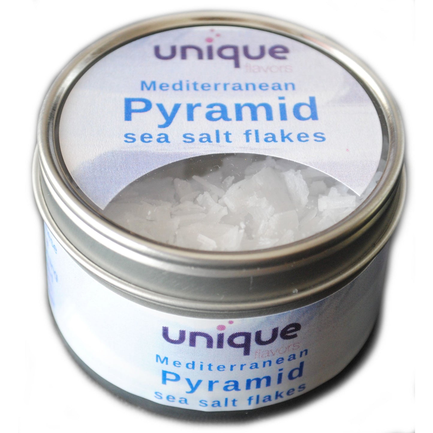Mediterranean Pyramid Sea Salt Flakes 1.5oz Tin Can - Unique Flavors Salt Unique Flavors LLC 